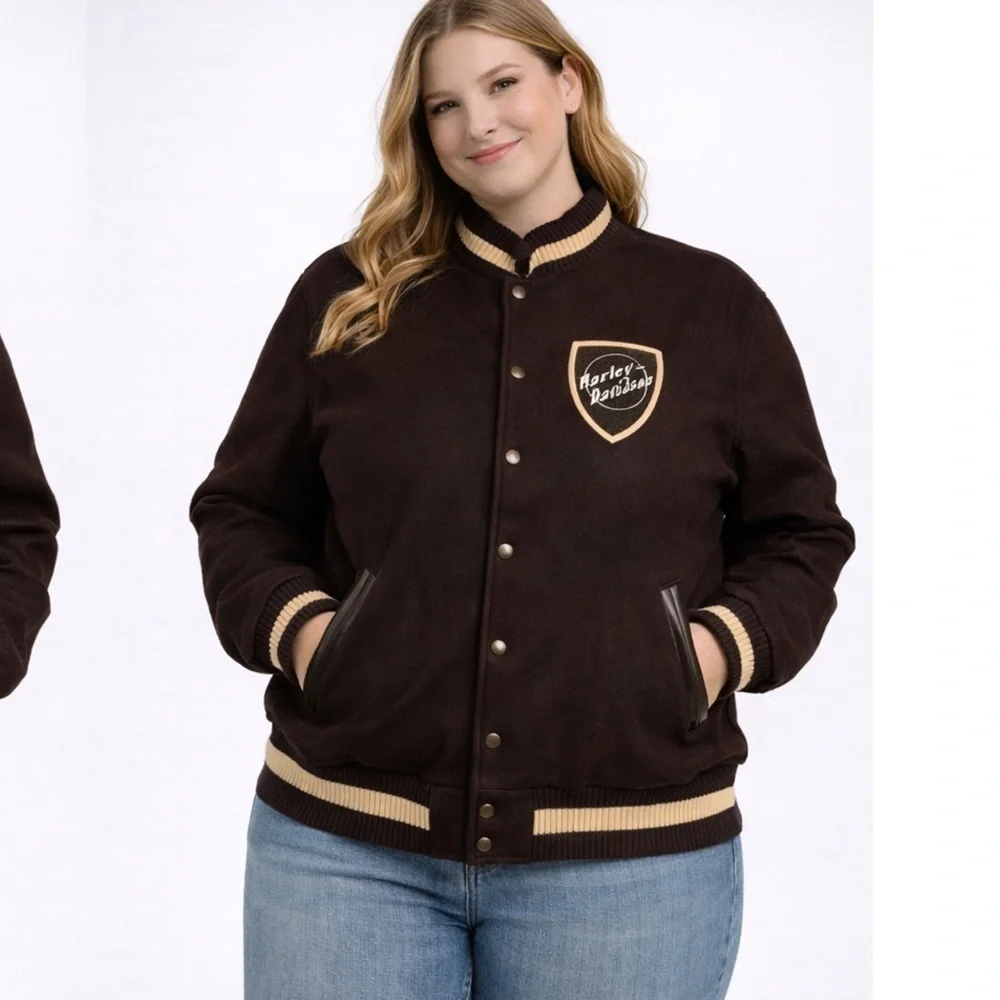 NWT Harley Davidson Museum Milwaukee brown wool varsity jacket